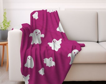 ミニマルなハロウィンゴーストブランケット、心地よいベルベットブランケット、ミニマルなゴーストデコレーション、読書用ブランケット、ハロウィンブランケット、ソフトスロー、ハロウィンギフト