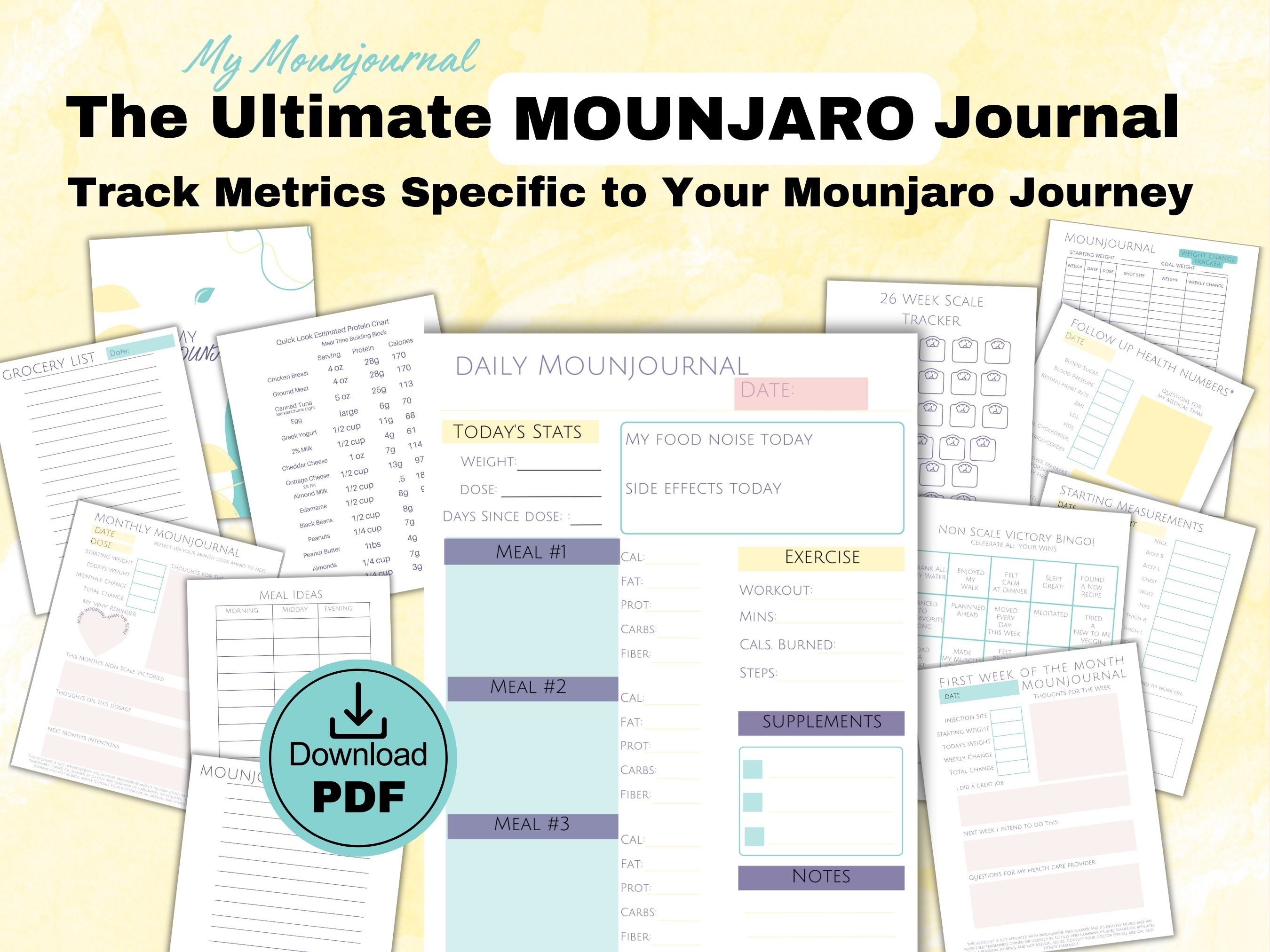 Mounjaro® Weight Loss Tracker, Printable Weight Loss Planner and