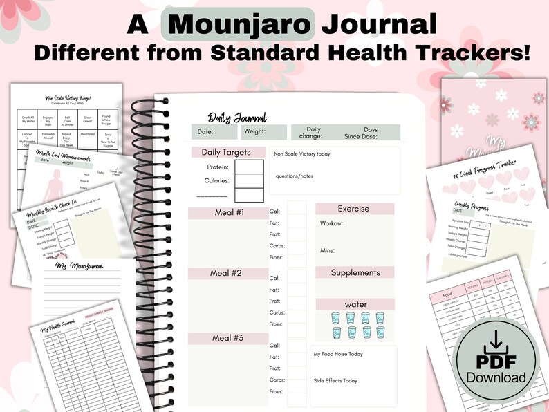 Printable Mounjaro Weight Loss Journal PDF Health Tracker for Etsy