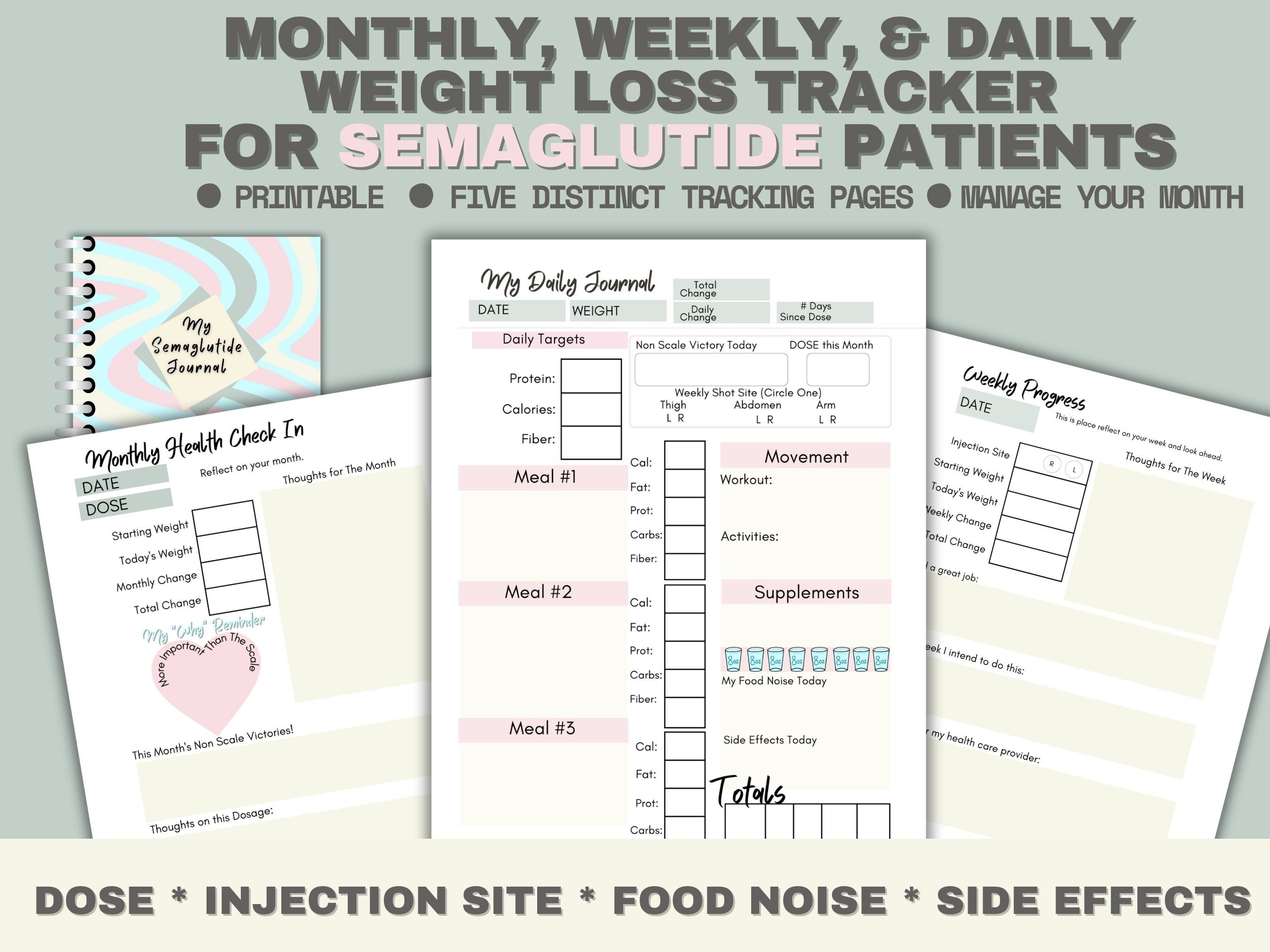 Semaglutide Weight Loss Tracker Monthly Weight Loss Journal Etsy