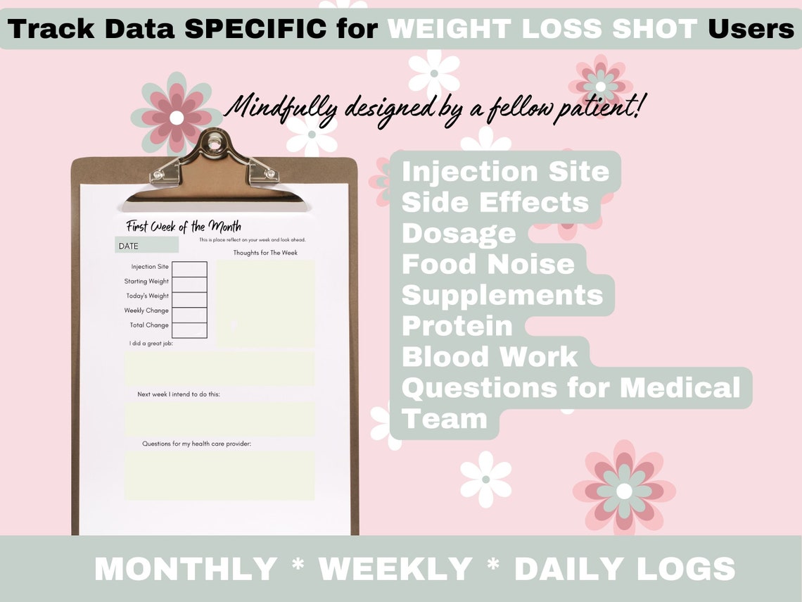 Printable Weight Loss Shot Journal, PDF Health Tracker for Semaglutide