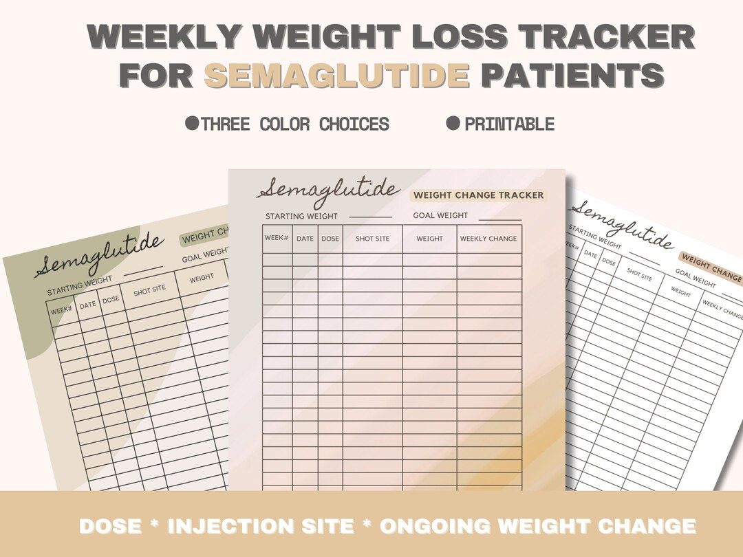 Semaglutide Weekly Weight Loss Tracker Weight Loss Journal Etsy