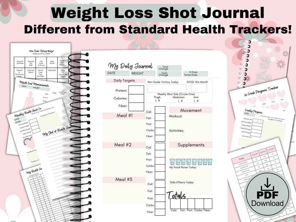 Printable Weight Loss Shot Journal, PDF Health Tracker for Semaglutide