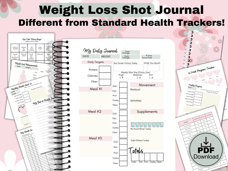 Printable Weight Loss Shot Journal PDF Health Tracker for Etsy