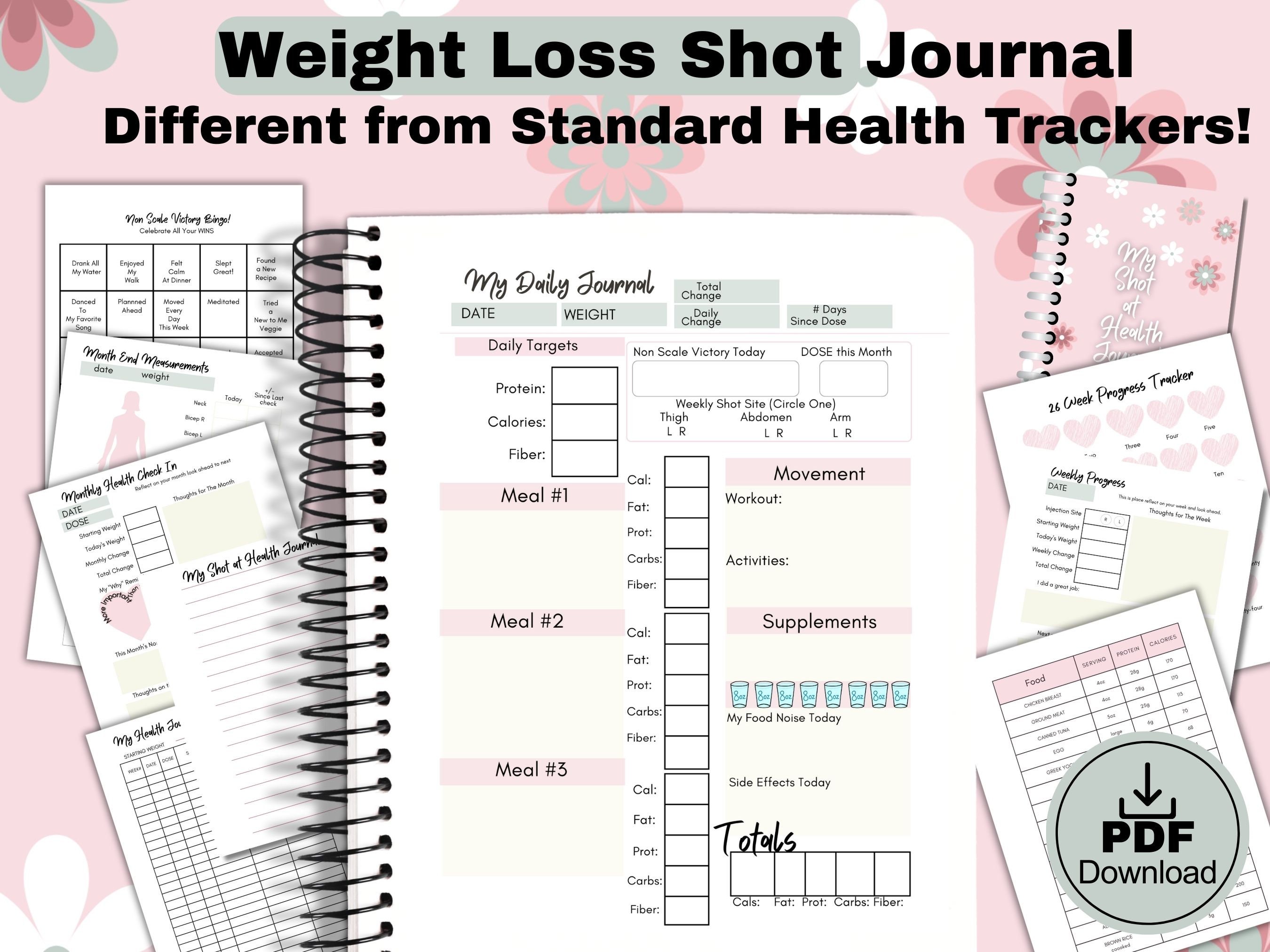 Printable Weight Loss Shot Journal, PDF Health Tracker for Semaglutide