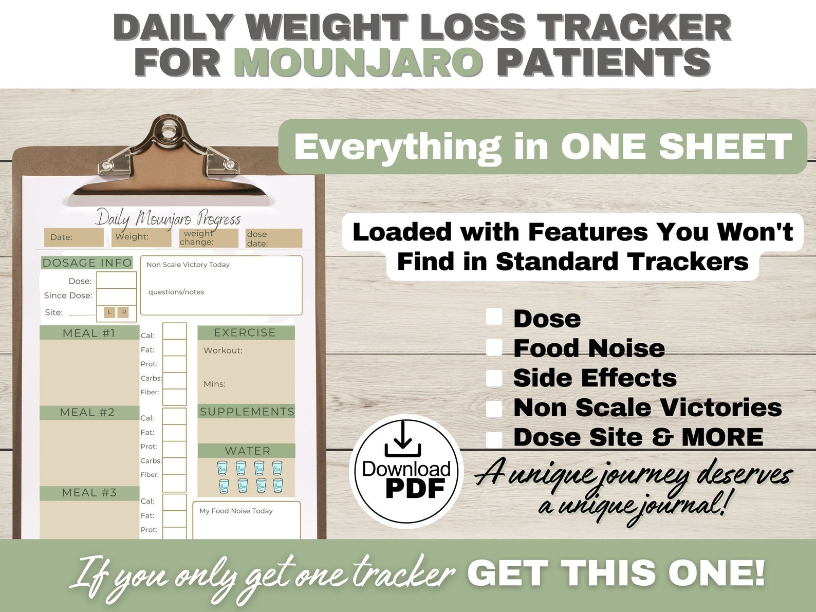 Mounjaro® Daily Printable Weight Loss Tracker One Page Weight Etsy