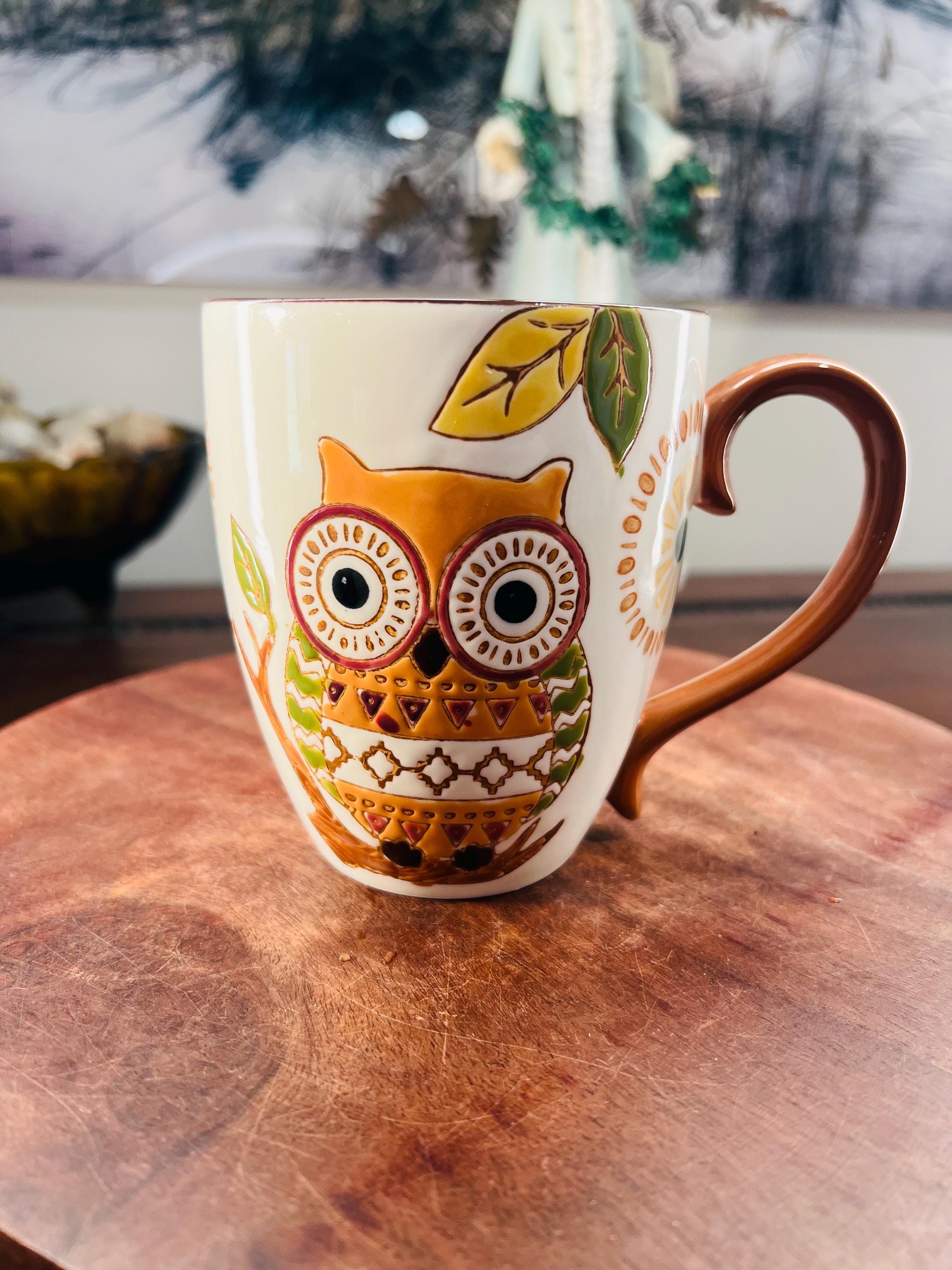 New OWL Mug Ceramic 3D Embossed Coffee Tea Cup Gift