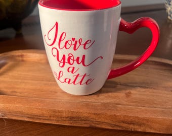 Valentines Day “Love You a Latte” Coffee Mug / Cup Heart Handle by Ironstone