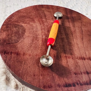 Vintage Red & Wood Grain Handle Melon Baller Double