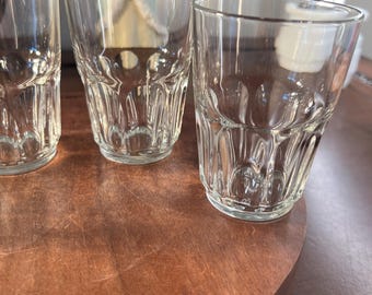 Vintage Libbey Crisa Clear 8 panel 6 oz Juice Water Glasses Set of 4