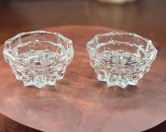 Vintage Fostoria American Crystal Glass taper Candle Holder Set of 2