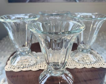Libbey Set of 4 Footed Tulip Sundae Dish Glasses Clear 6.5”
