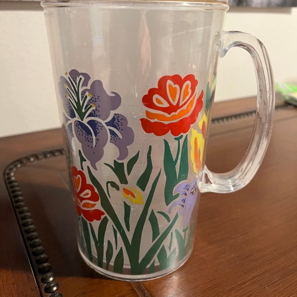 Vintage Retro Thermo-Serv Floral Pitcher 1970s