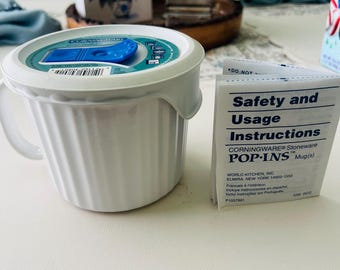 Vintage Corningware matmuggar franska vita med ventilerat lock nya gamla lager
