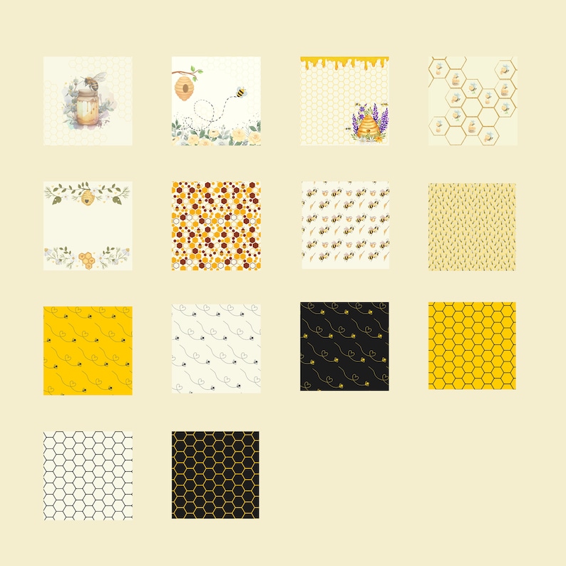 Honey Bee Digital Paper: Seamless Patterns for Scrapbooking (digital ...