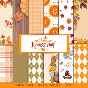 Thanksgiving digital paper, autumn digital paper, fall patterned paper, thanksgiving background, fall seamless paper, thanksgiving clipart