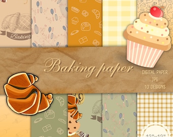 Baking Paper Digital Pack: Kitchen & Bakery Patterns (Instant Download)