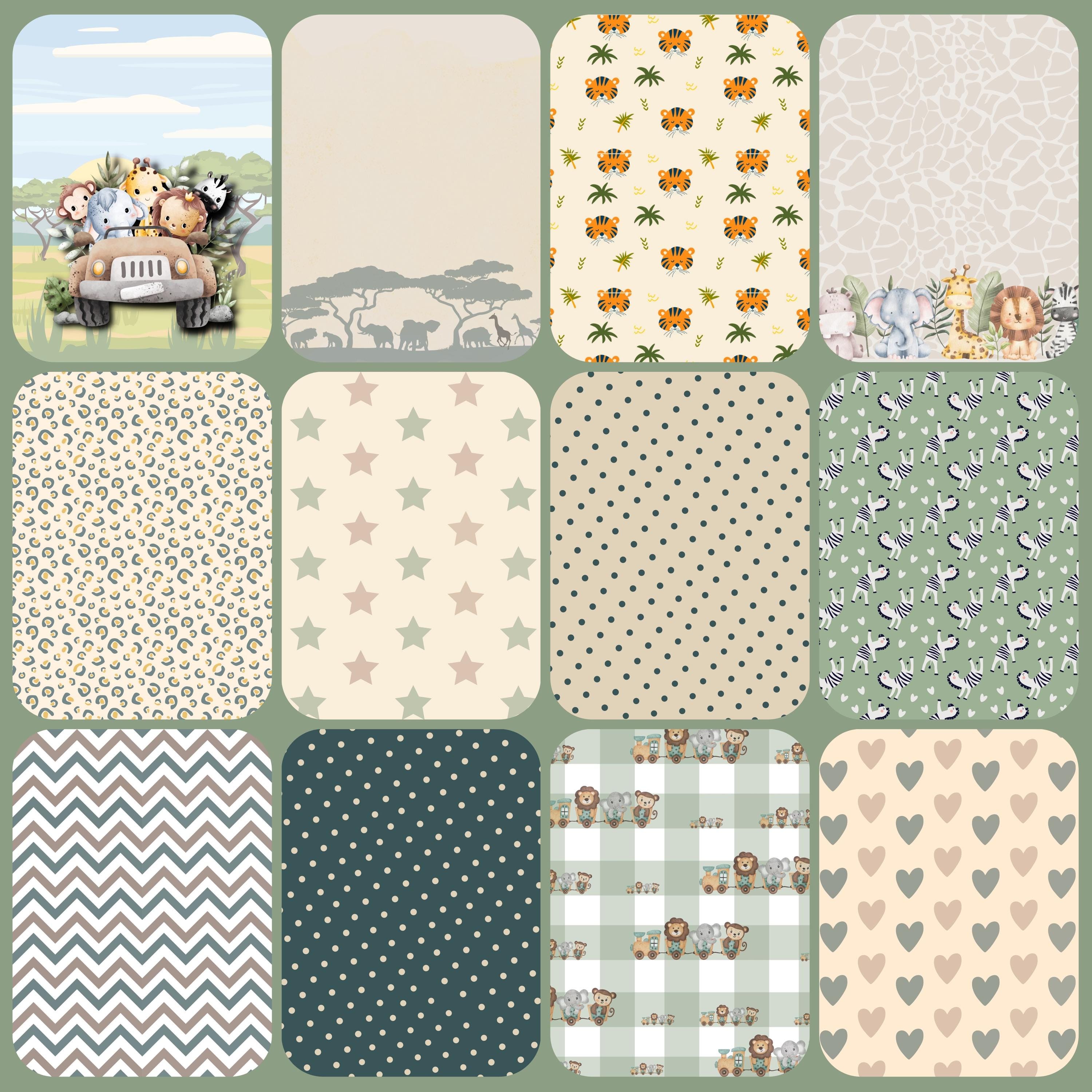 Wild Safari Digital Paper Pack: Animal Print Scrapbook Patterns ...
