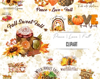 Watercolor Fall Clipart: Autumn PNG Graphics (Digital Download)