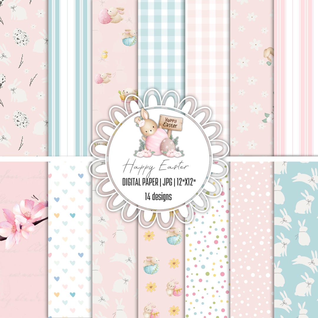 Easter Digital Paper Pack: Pastel Scrapbook Backgrounds (JPG, 12x12 ...
