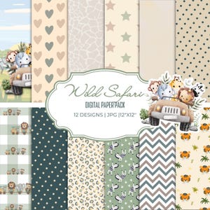 Wild Safari Digital Paper Pack: Animal Print Scrapbook Patterns (Digital Download)