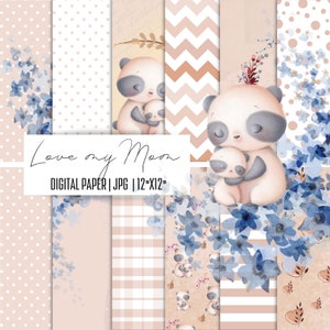 Panda Mom Digital Paper Pack: Seamless Patterns (Digital Download)