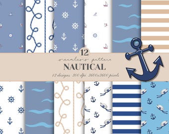 Nautical Scrapbook Paper: Sea Map Backgrounds, nursery card making, nursery background