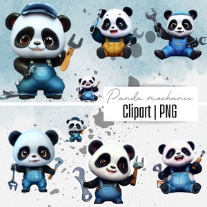 Panda Clipart, clipart de animais fofos, decoração de chá de bebê, padrão de scrapbook, clipart PNG, download instantâneo, clipart para fazer cartões