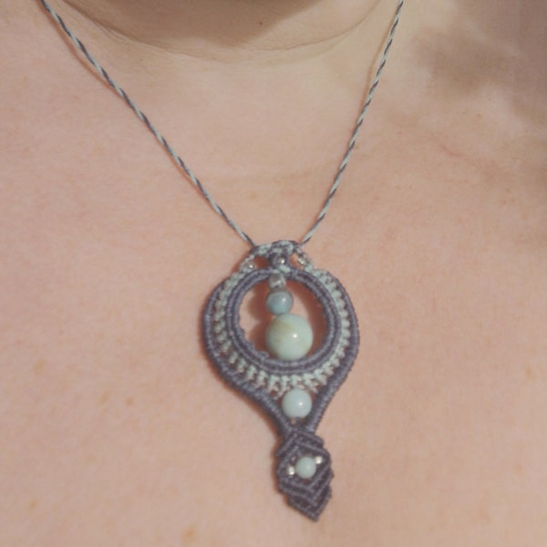 Collier macramé amazonite