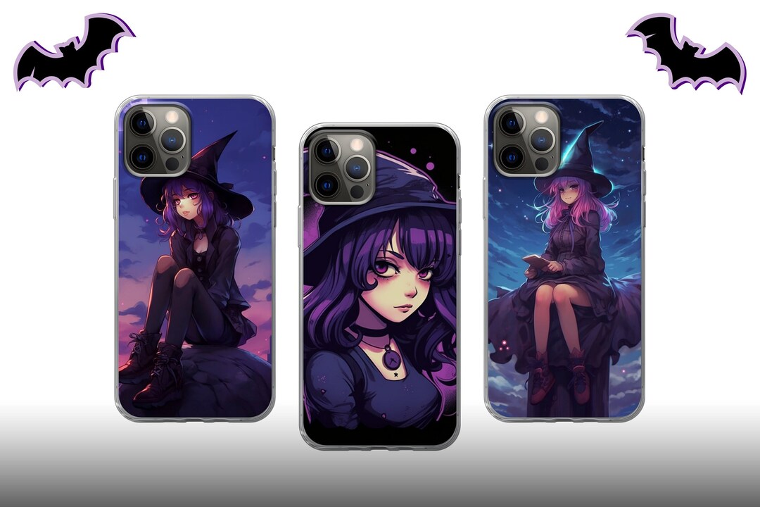 Kawaii Pastel Goth Phone Case Anime Witch Cover for iPhone 14 11 Pro 12