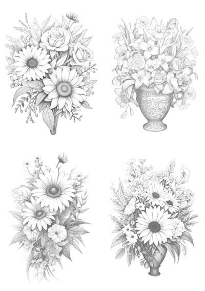 24 A4 Size Colouring Pages for Adults of Beautifully Detailed - Etsy