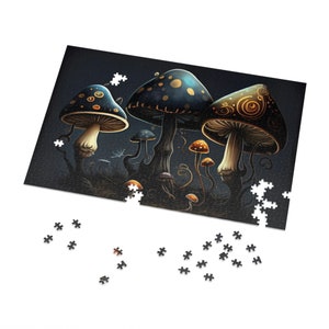 Psychedelic Mushroom Jigsaw Puzzle: AI Art Gift (500 or 1000 Piece)