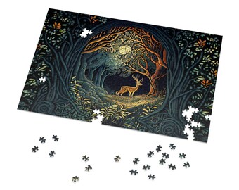 Deer Forest Jigsaw Puzzle: Psychedelic Spiritual Art, 500/1000 Piece