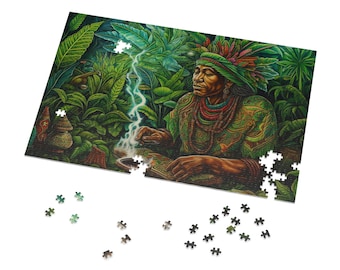 Shaman Ceremony Painting Puzzles for Adults Psychedelic Spiritual Jigsaw Puzzle Gift for Her Him Home Activity 500 Piece 1000 Piece Puzzle