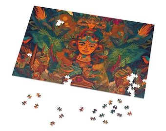 Nature Goddess Painting Puzzles for Adults Psychedelic Spiritual Jigsaw Puzzle Gift for Her Him Home Activity 500 Piece 1000 Piece Puzzle