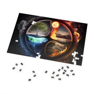 Psychedelic Elements Jigsaw Puzzle: Spiritual AI Art (500 or 1000 Piece)