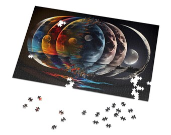 Moon Night Sky Painting Puzzles for Adults Psychedelic Spiritual Jigsaw Puzzle Gift for Her Him Home Activity 500 Piece 1000 Piece Puzzle