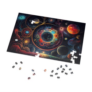 Psychedelic Planets Jigsaw Puzzle: Spiritual AI Art, 500/1000 Piece