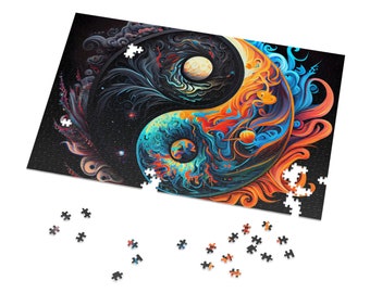 Yin Yang Painting Puzzles for Adults Psychedelic Spiritual Jigsaw Puzzle Gift for Her Him Home Activity 500 Piece 1000 Piece Puzzle