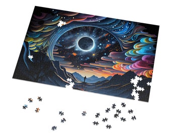 Night Sky Painting Puzzles for Adults Psychedelic Spiritual Jigsaw Puzzle Gift for Her Him Home Activity 500 Piece 1000 Piece Puzzle