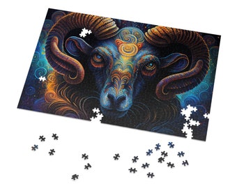 Strong Bull Painting Puzzles for Adults Psychedelic Spiritual Jigsaw Puzzle Gift for Her Him Home Activity 500 Piece 1000 Piece Puzzle