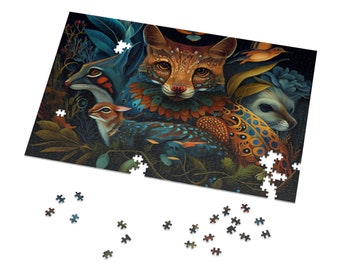 Animal Spirit Guides Painting Puzzles for Adults Psychedelic Spiritual Jigsaw Puzzle Gift Home Activity 500 Piece 1000 Piece Puzzle