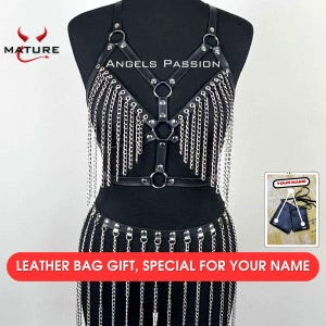 Harness for women full body with Chain, Chain Leather harnesses for women, Harness for women plus size, Harness lingeries, Harness bodysuit
