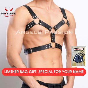 Leather Men Harness, Chest Harness Man, Shouler Harness Belt, Men&#39;s Accessories, Plus Size Harness, Bulldog Chest Men Chest Leather Harness