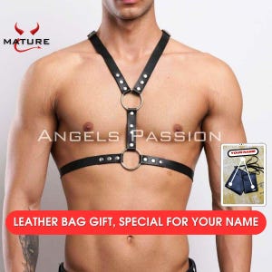 Leather Men Harness, Chest Harness Men, Mens Shoulder Harness, Men&#39;s Body Belt, Plus Size Men Harness, Gift For Him, Party Club Wear, Fetish