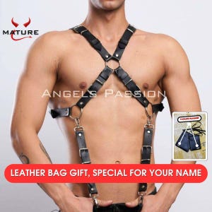 Suspender Harness Men Vegan Leather Belt Burning Man Costume Dance Party Outfit Wear Gift for Him Boyfriend, Leather suspenders, Men Costume