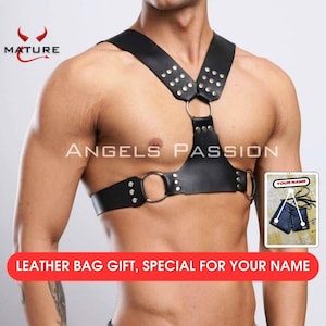 Men Harness, Leather chest Wrap, Plus size Black leather, Men accessories Upper body men harness, Gay Leather Harness, Festival Burning Man