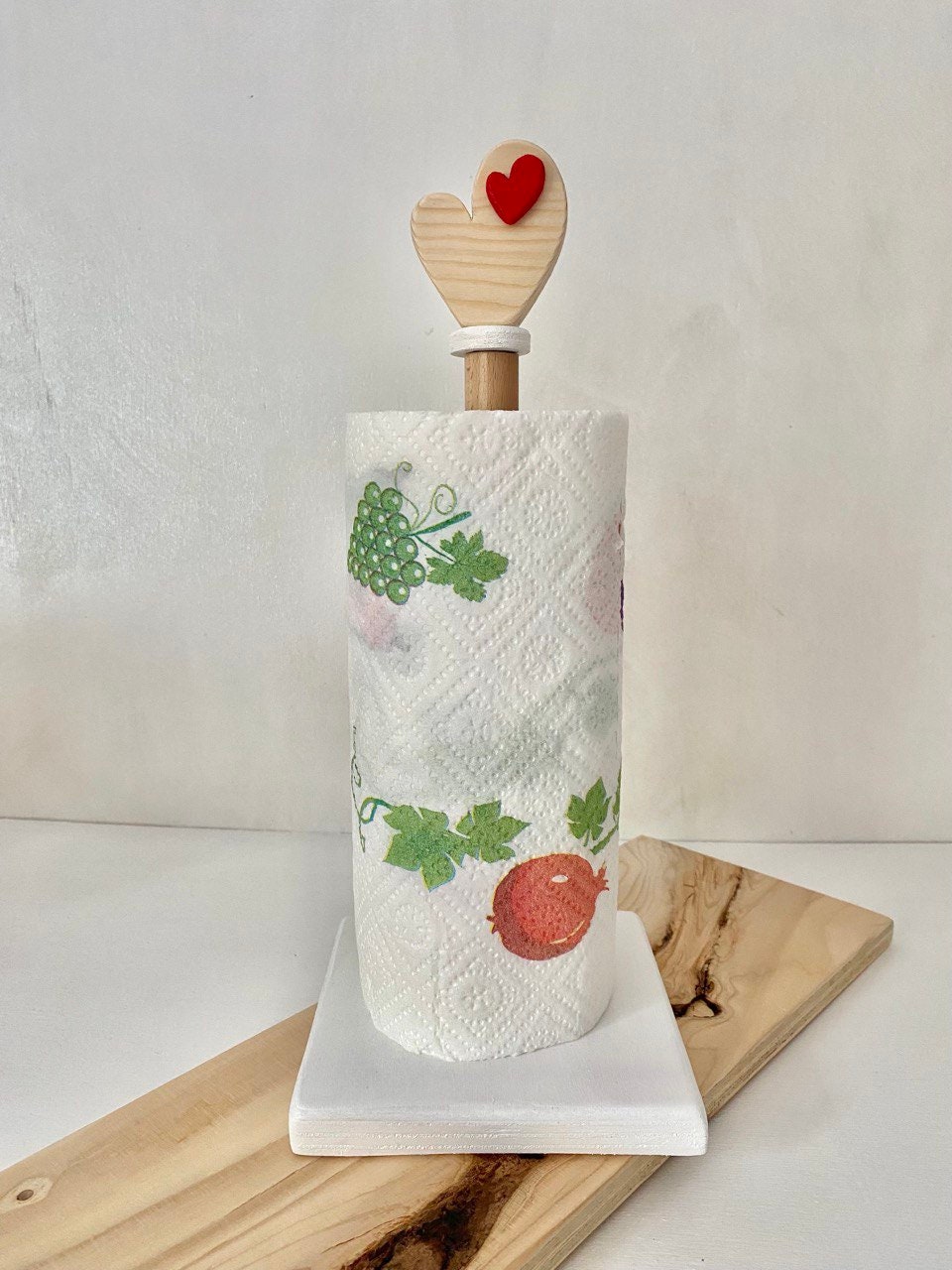 Wooden Kitchen Roll Paper Rack Creative Flower Towel Holder