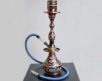 Handgemaakte gegraveerde koperen waterpijpset, traditionele shisha