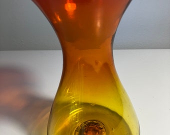 Vintage Blenko Glass Vase 5519 M | Tangerine (Amberina) Vase